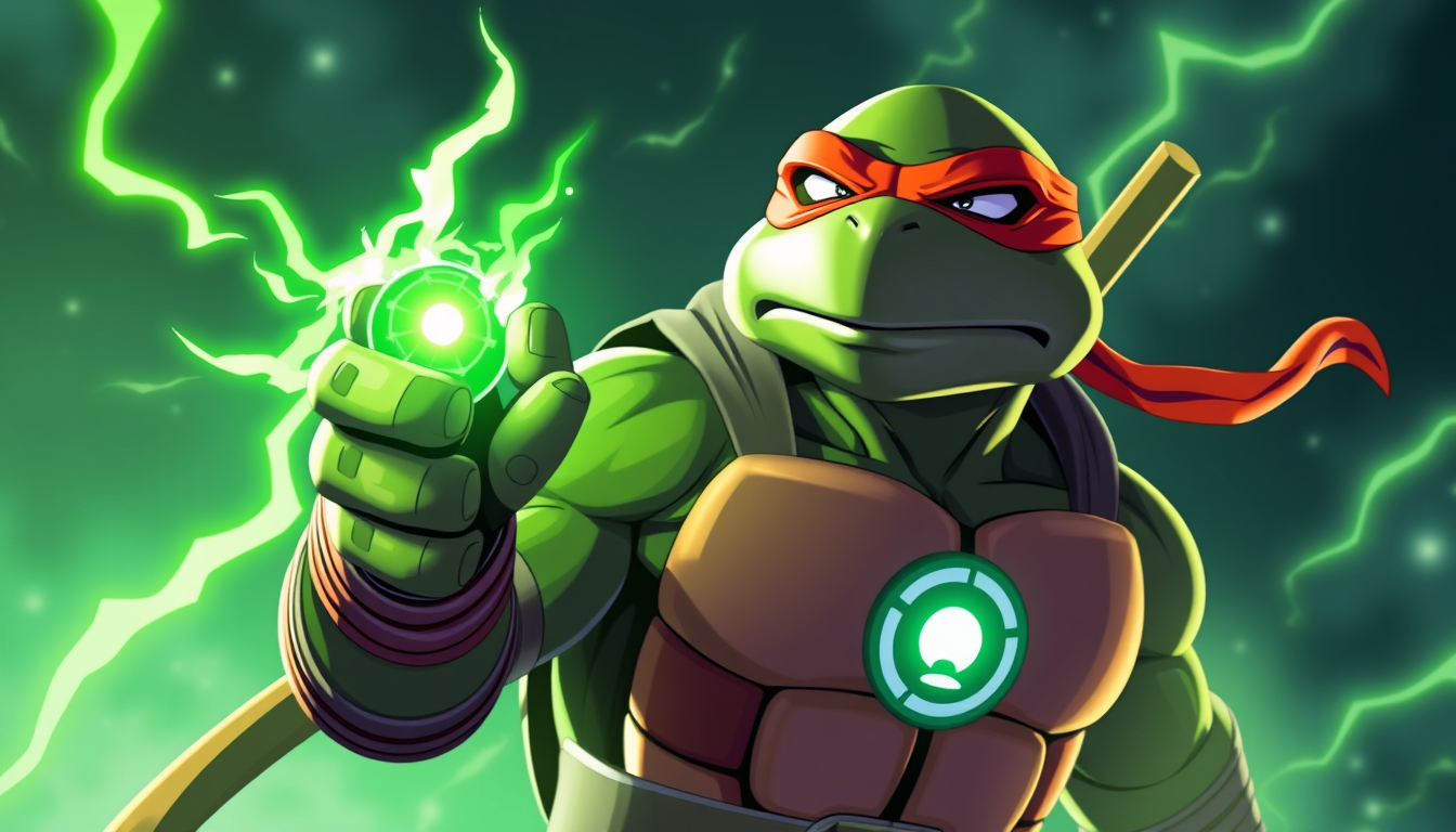 Main art studio: Teenage mutant ninja turtle as a green lantern