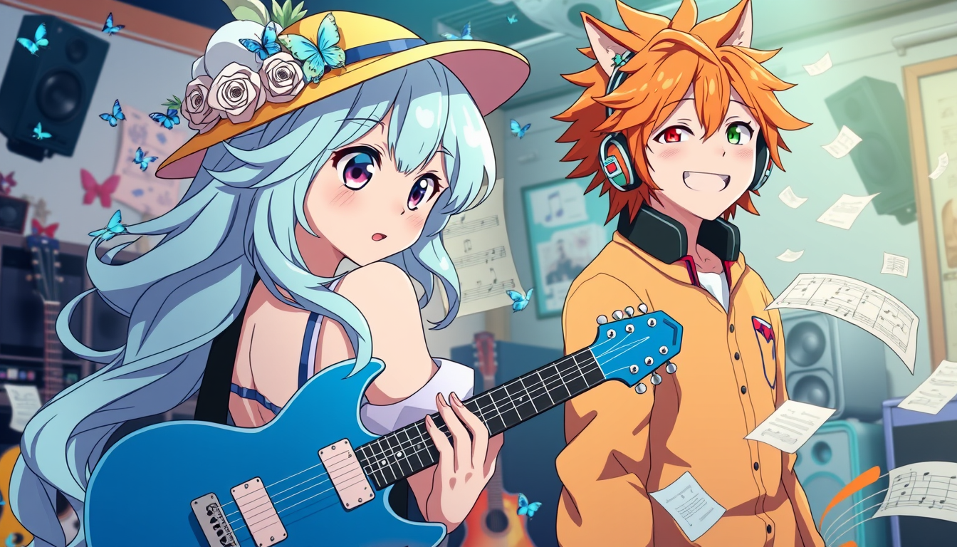 Main art studio: Create a colorful, dramatic Japanese anime TV episode thumbnail in 16:9 widescreen composition. Main character 1: Meguri Asahina, a 14-year-old human 