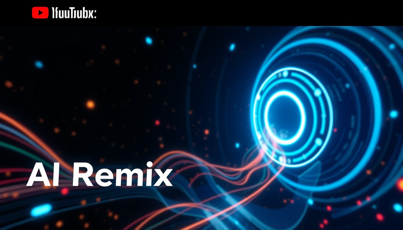 YouTube Banner idea created from the prompt: youtube channel banner, wide 16:9 composition, bold branding graphics, AI Remix Vibes, AI Shorts, AI Videos, AI Remix, AI Transformation, AI