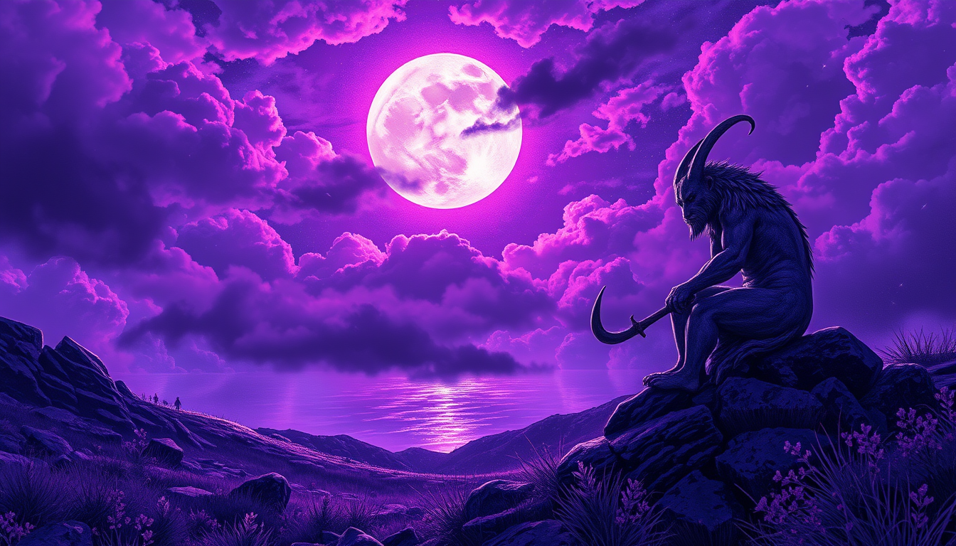 Wallpapers idea: wallpaper artwork, wide atmospheric scene or bold pattern, high detail, Guerrier Oni Mystical fond néon violet sous l'orage , desktop or phone wallpap