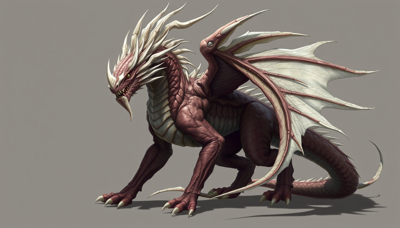 Creatures idea: original fantasy creature concept, imaginative anatomy, detailed texture, ein drache mit weißen federn , full-body creature design sheet