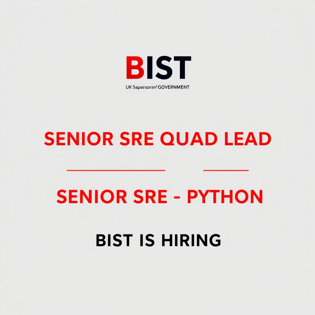 Main art studio: Create a clean, modern LinkedIn recruitment graphic for BIST. Use a simple UK Government-inspired palette of bright red/orange and white, with subtle