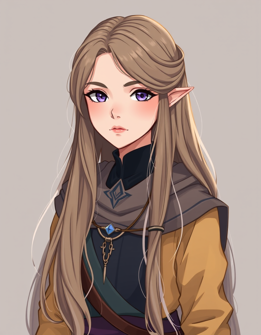 Characters idea: an original character defined by silhouette, role, outfit, palette, and expression, deliberate composition, Age: 16 Kingdom: Everwyn Family: Her fathe