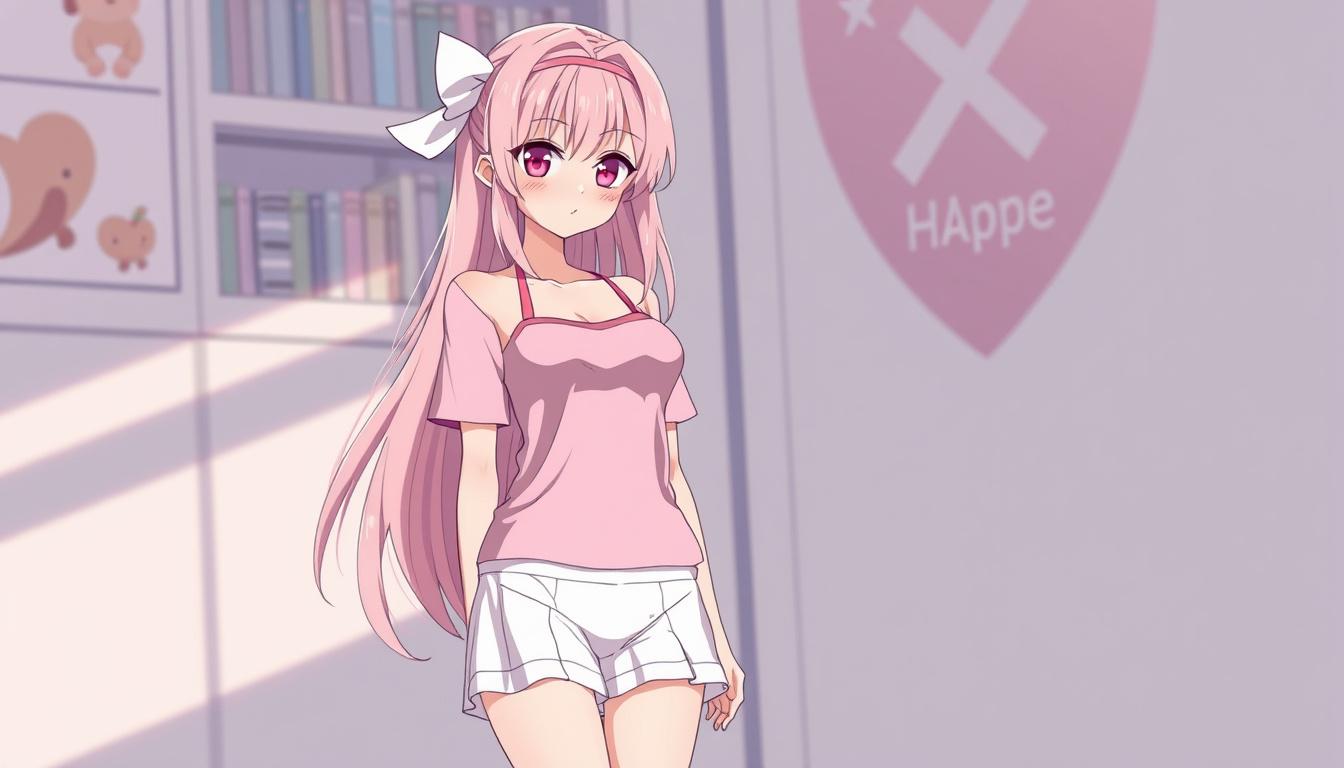 Main art studio: erstelle mir ein anime mädchen in pinker ganz kurzen unterwäche