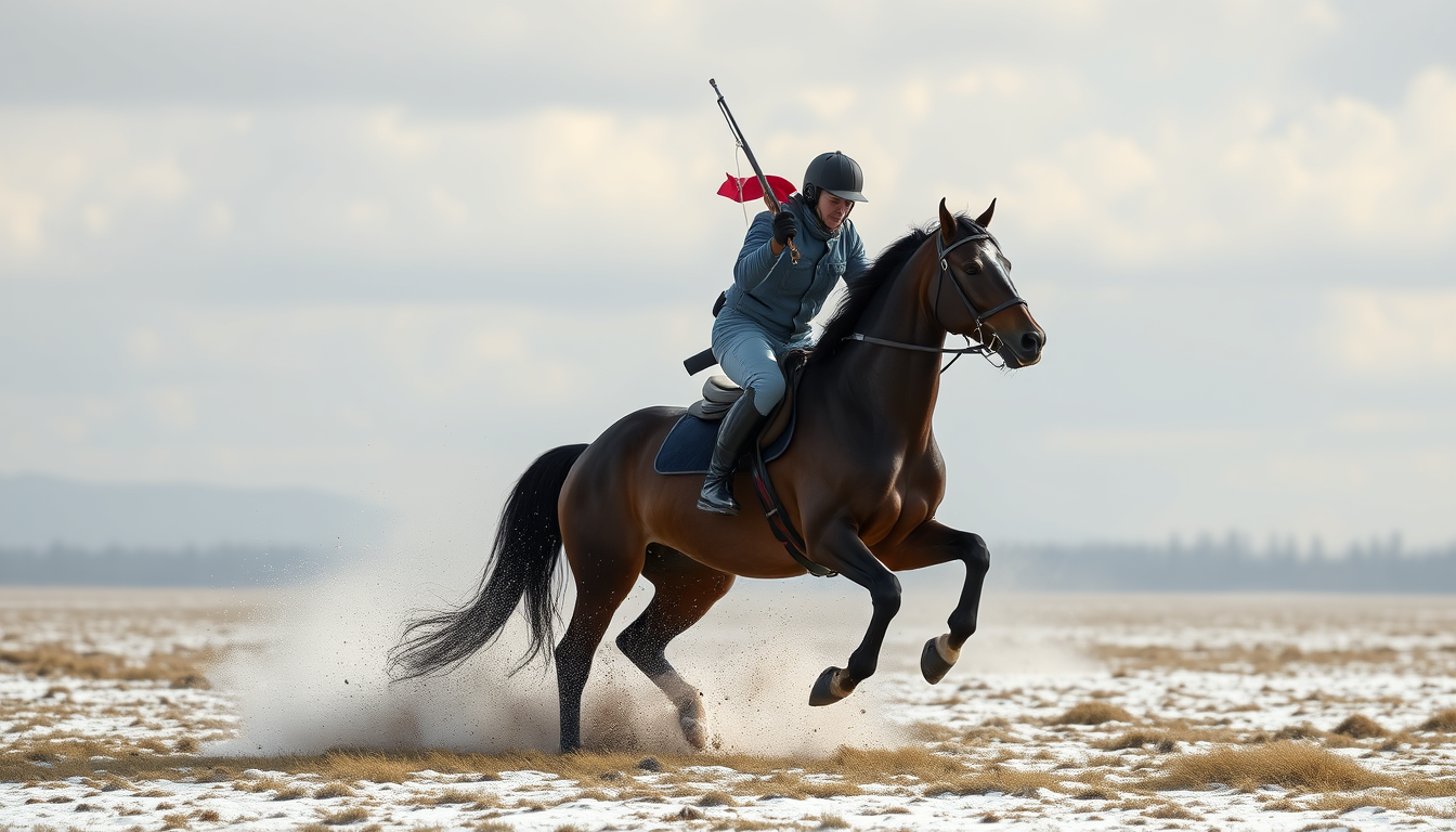 Main art studio: ritter auf pferden werden im galopp von langbogenschützen beschossen