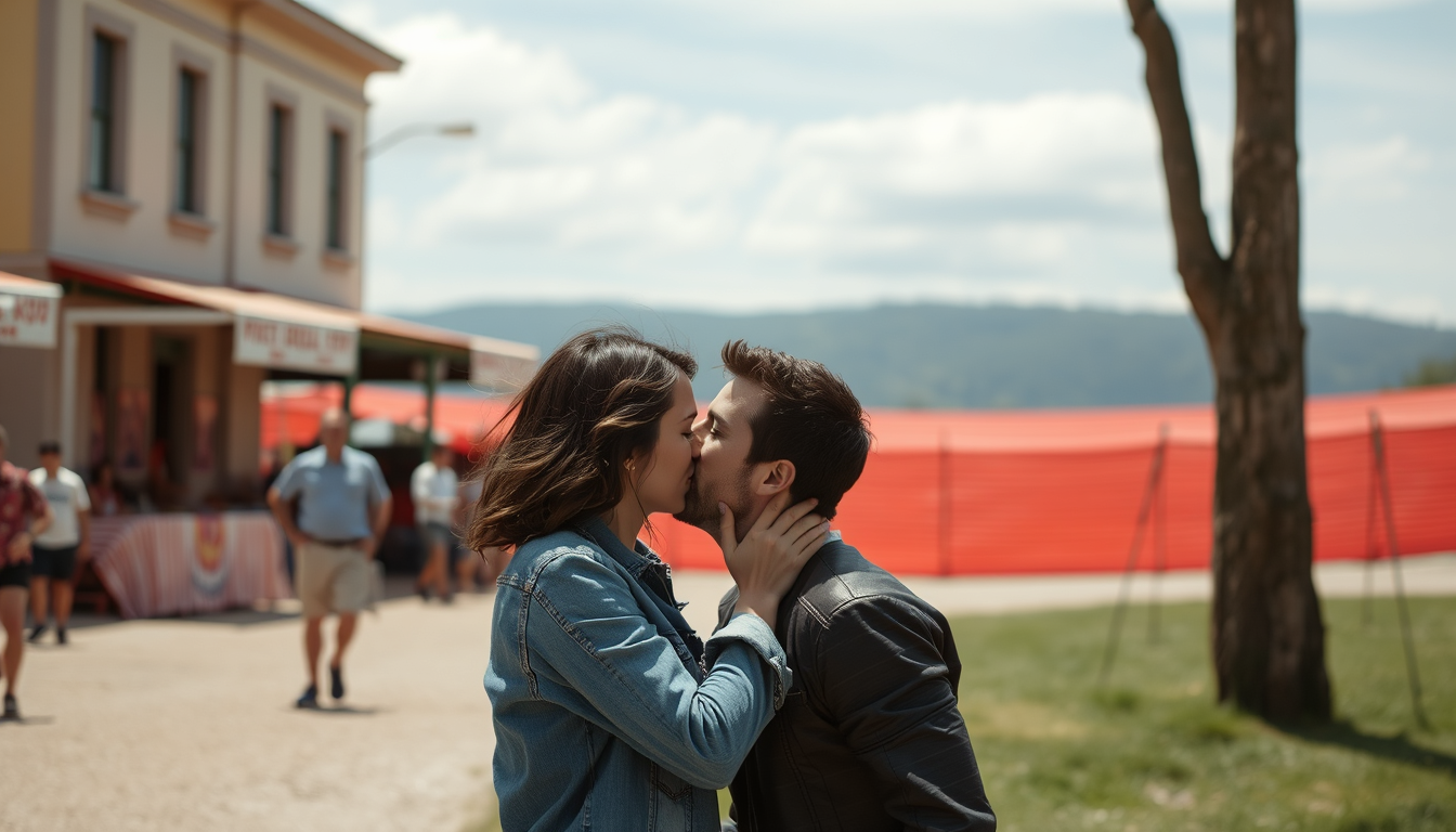 Main art studio: creame una imagen de michelle monaghan dando un beso en el pito a un hombre