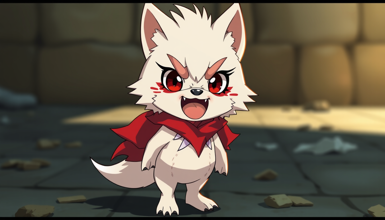 Main art studio: Chico, albino, tanga rojo, orejas y cola de lobo. Estilo anime.