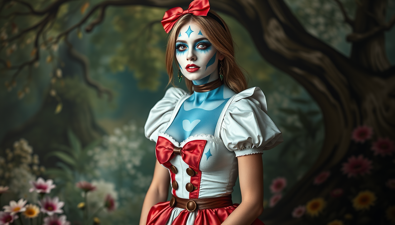 Main art studio: Sexy body painted Alice in wonderland