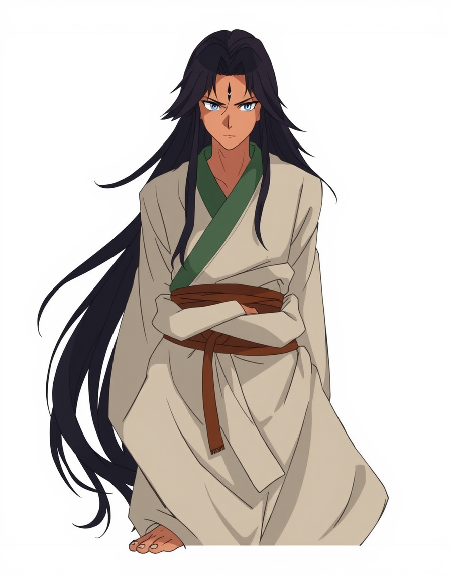 Anime Characters idea: an anime character with a legible silhouette, controlled costume language, and expressive face, deliberate composition, Sairen Vhal is someone who was