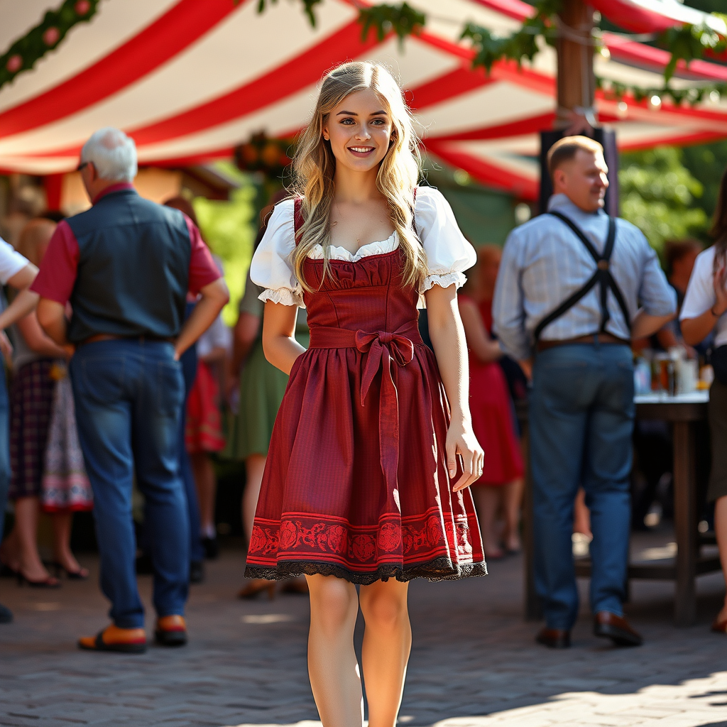 Main art studio: Ein hübsches attraktives deutsches mädchen etwa 20 jahre alt, blonde haare von der sonne gebräunte haut auf einem volksfest in dirndl mit schicken san