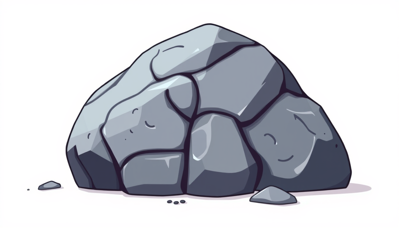 Game Asset idea created from the prompt: 2D game asset, clean isolated object, consistent art style, grey rock for a roblox icon cartoonish but not too much , game-ready asset illus