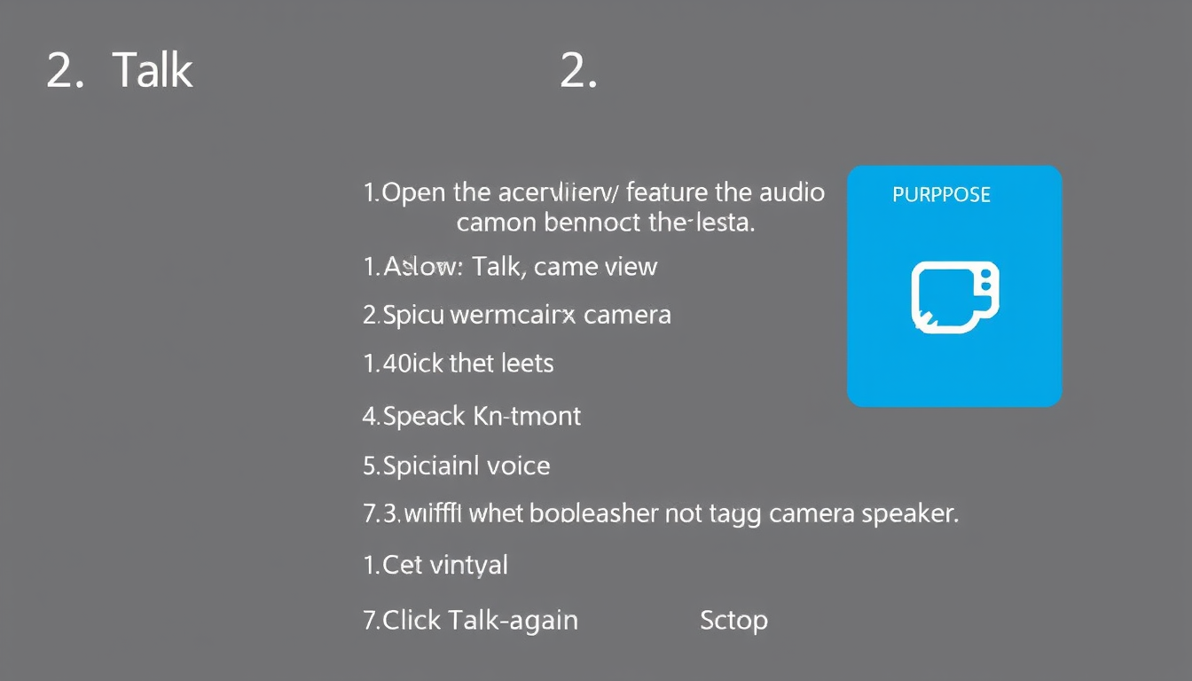 Main art studio: 2. Talk Purpose: The Talk feature is used for two-way audio communication through the camera. Steps: 1. Open the Recording View. 2. Select the require