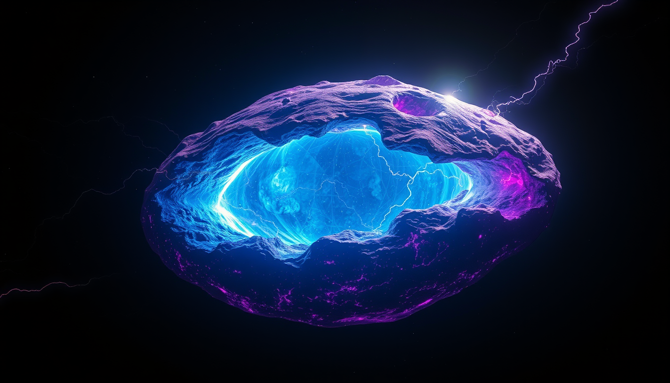 AI Art prompt example created from the prompt: Sustancia primordial flotando en oscuridad, una única materia nacida de sólido, líquido, gas y plasma. Su superficie es viva: estructura cri