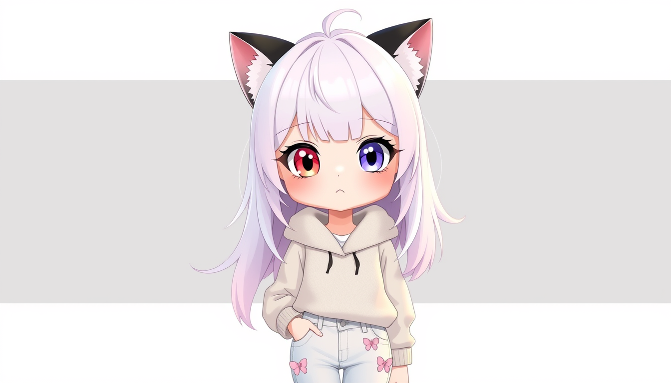 VTuber idea created from the prompt: vtuber avatar character, anime style, expressive face, streaming-ready design, Une fille avec l'oeil gauche rose pastel et l'oeil droit viol