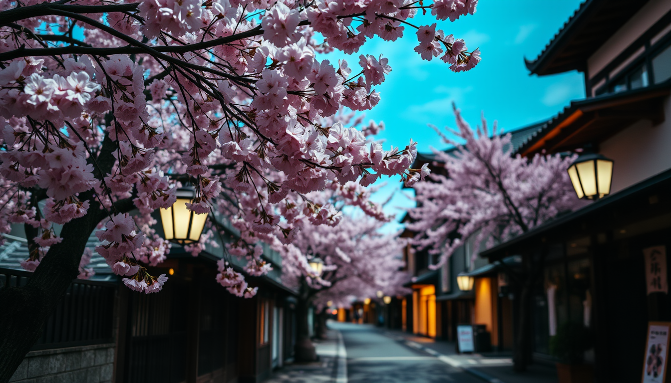 Phone Wallpaper idea created from the prompt: phone wallpaper, vertical 9:16 composition, striking detailed scene, cherry blossoms falling over a quiet Japanese street , high-resolution