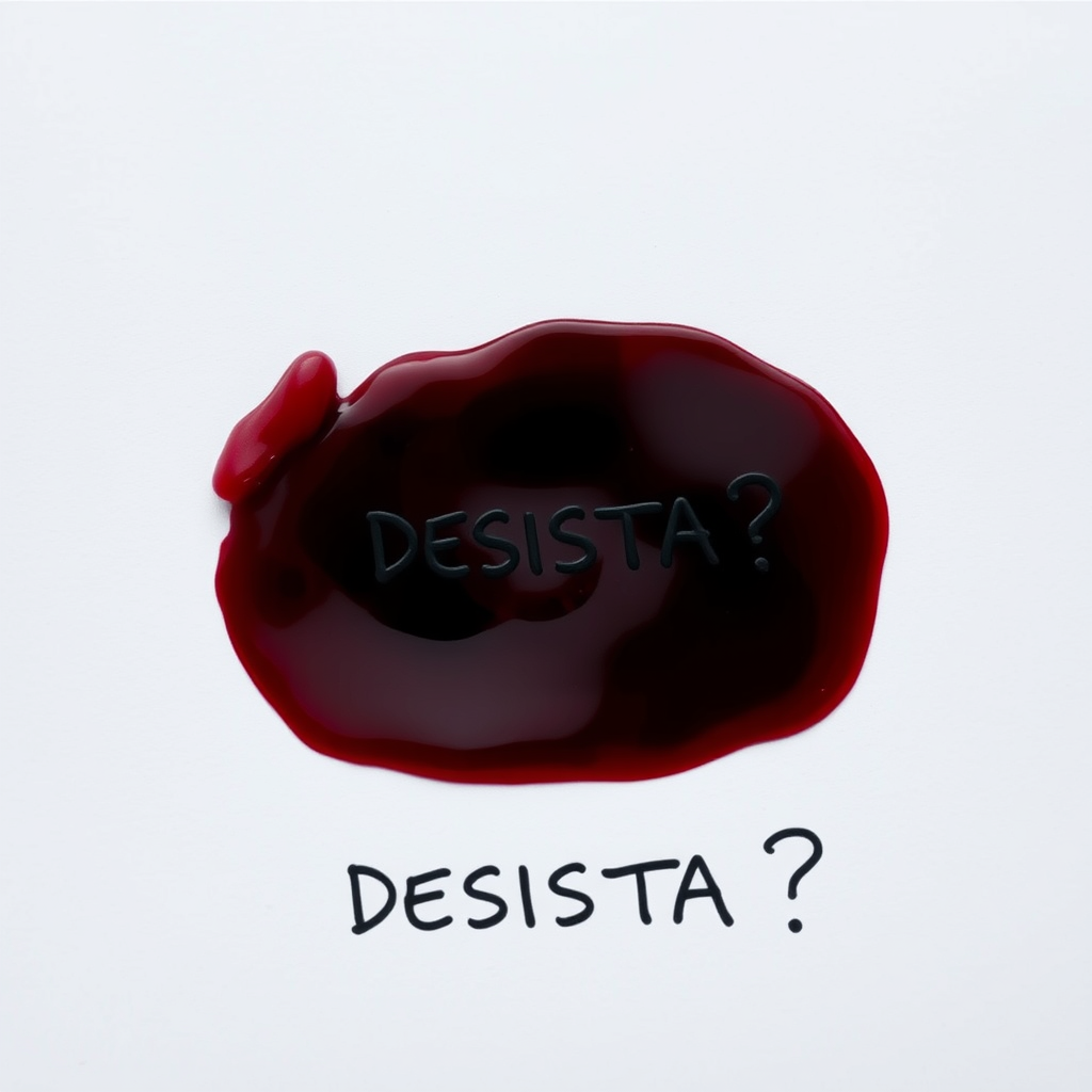 AI Art prompt example created from the prompt: Faz uma mão com sangue em um fundo preto absoluto, atrás escrito: DESISTA?