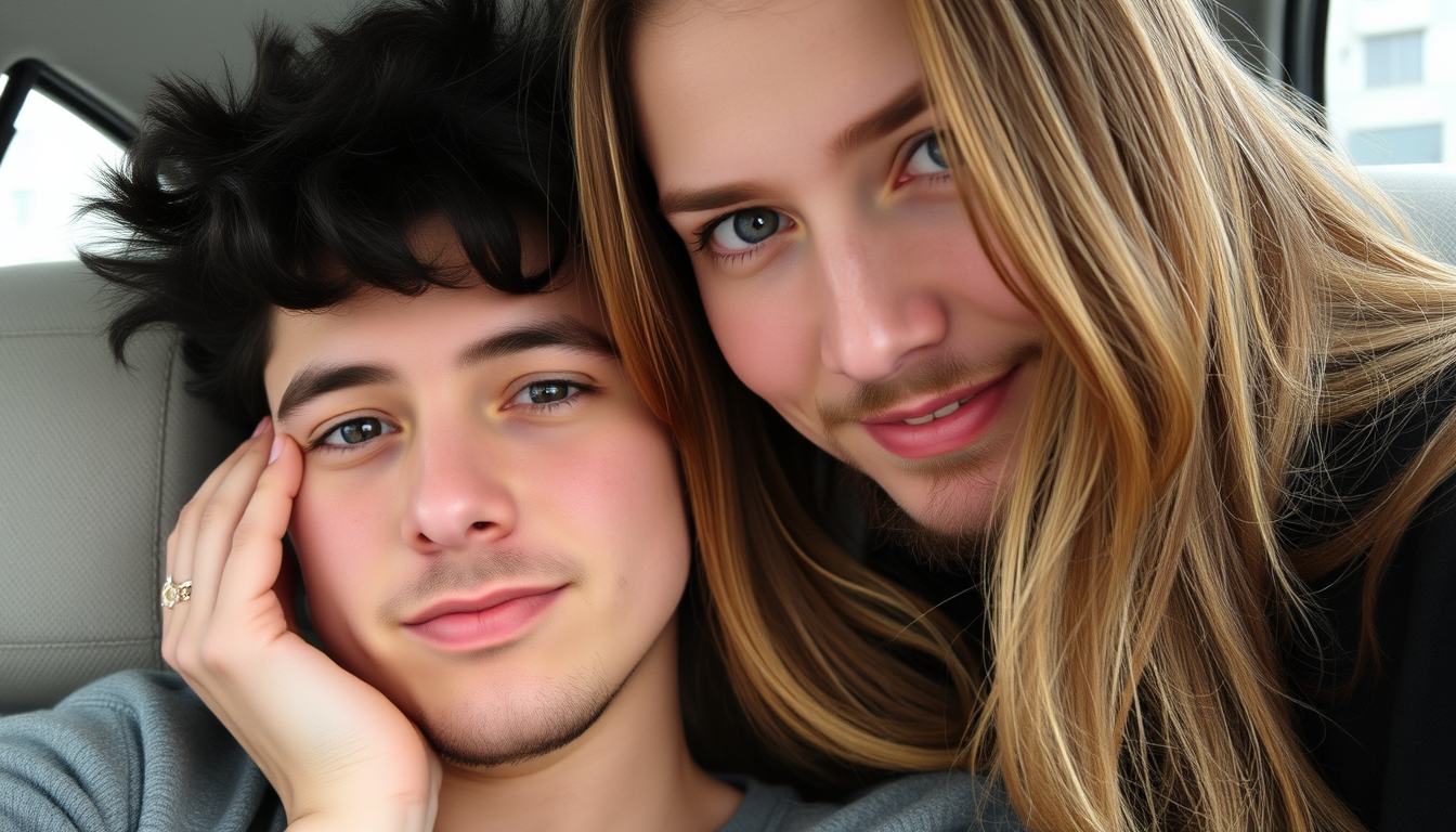 Main art studio: Make my girlfriend fully suck my cock in the photo without altering facial features, and size the image for a phone wallpaper.