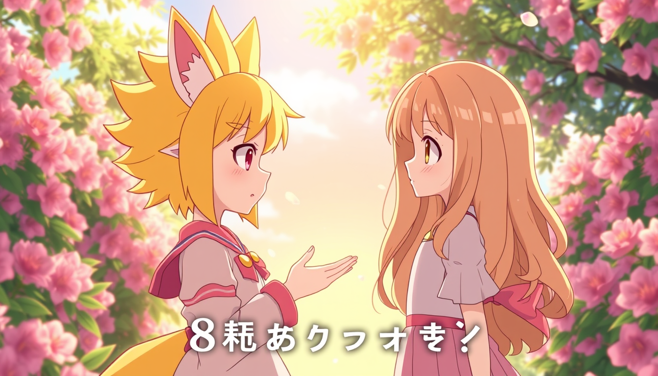 AI Art prompt example created from the prompt: A beautiful 16:9 anime episode thumbnail for Episode 8 of a Japanese anime series. The scene depicts the very first meeting between two youn