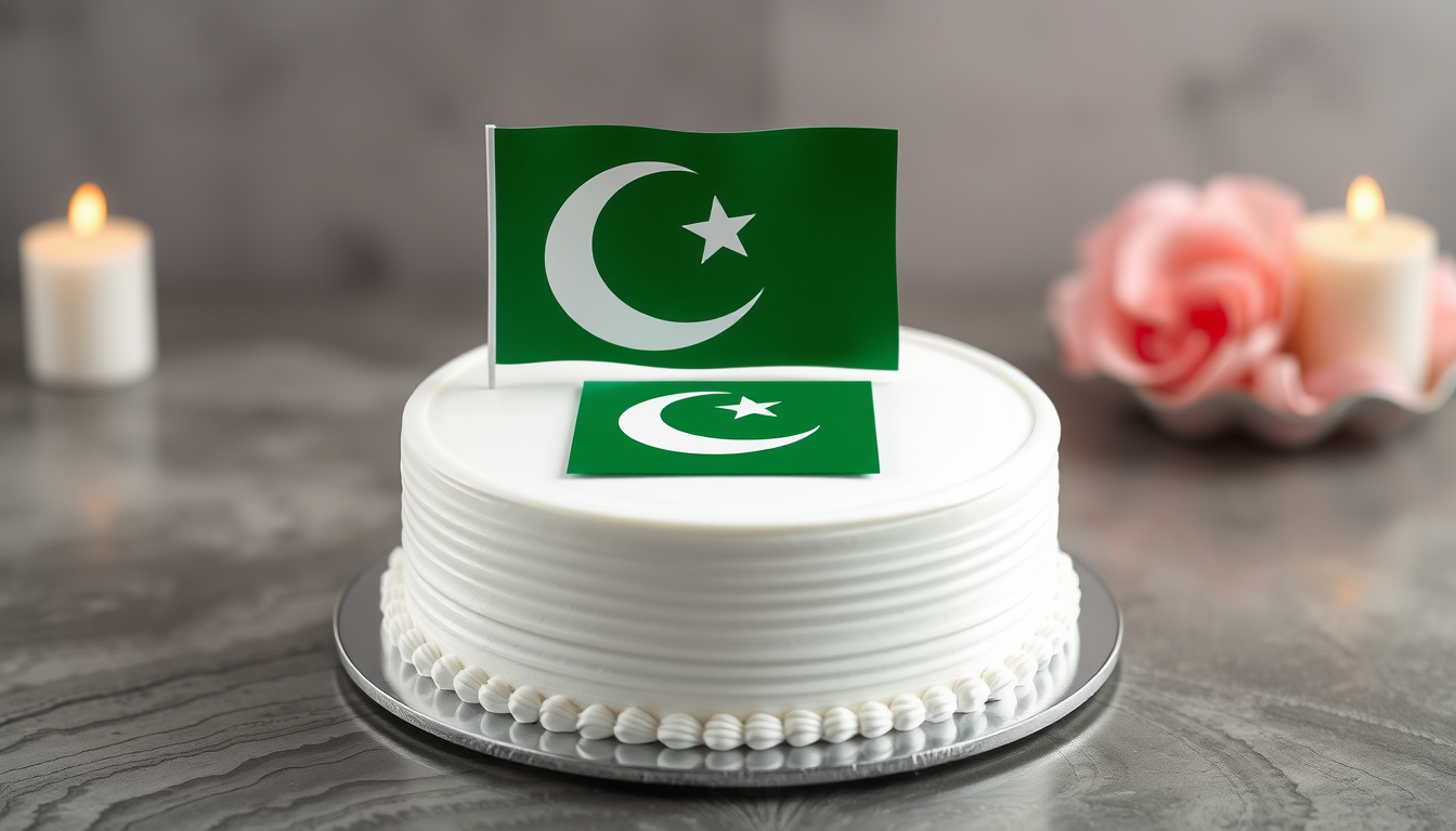 Main art studio: Create a premium, realistic **14 August Pakistan Independence Day celebration cake** for **WPBrigade**. Design a clean, elegant **single-tier round wh