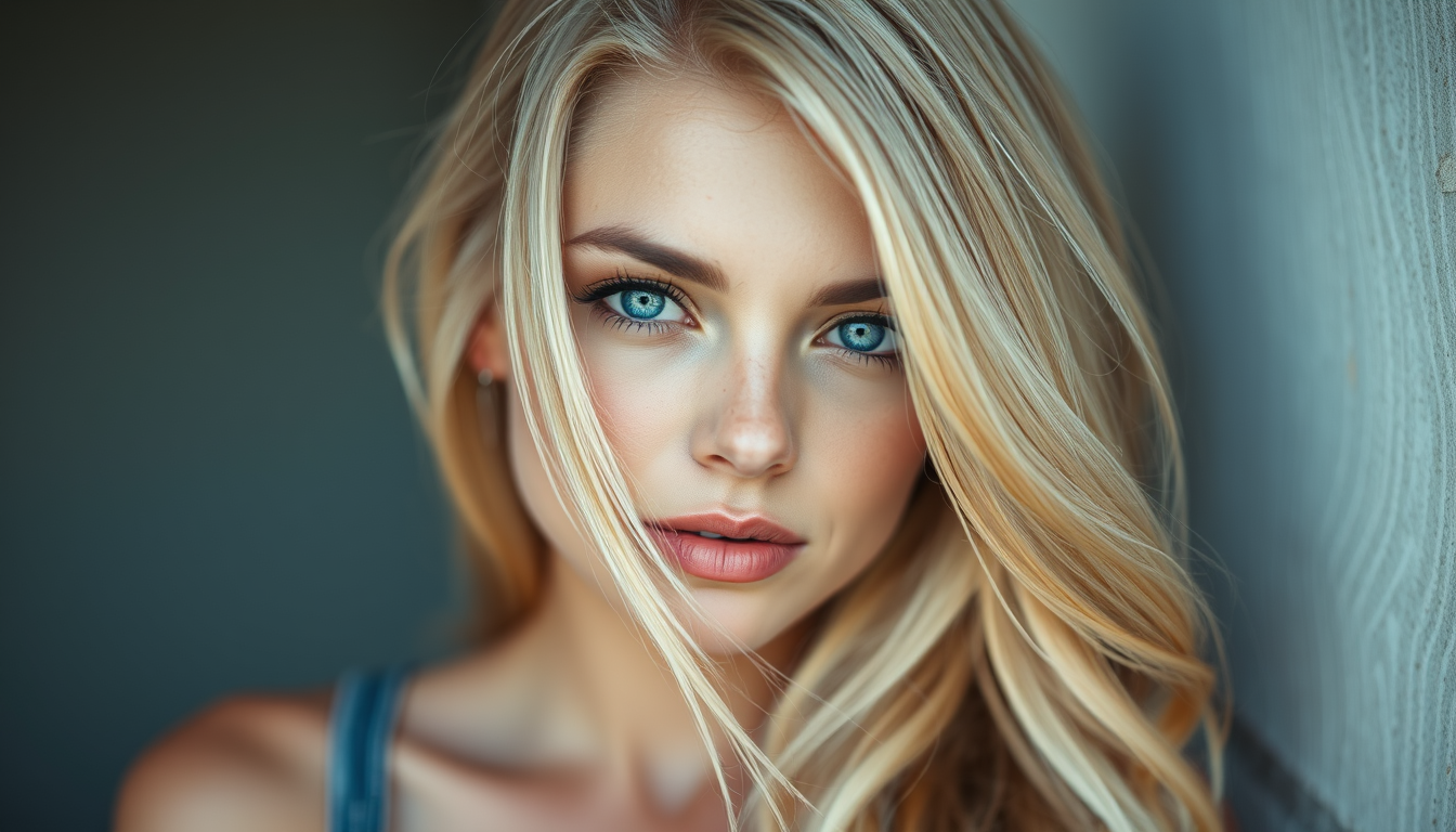 Main art studio: genere une femme nue super belle cheveux blond et lisse yeux bleu