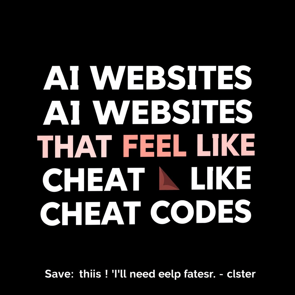 Main art studio: SLIDE 1 — HOOK 🤖 5 AI WEBSITES THAT FEEL LIKE CHEAT CODES Save this. You’ll need it later.