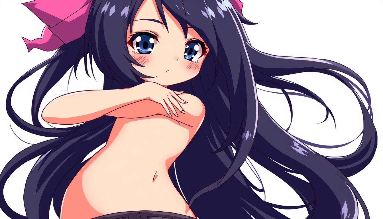 Anime idea: anime style, vibrant colors, expressive eyes, chica anime con pelo negro y franjas rosa masturbandose desnuda cuerpo completo , detailed anime illustr