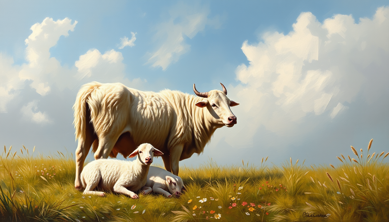 Main art studio: Pastore con Pecore e cane. L'immagine deve sembrare un dipinto a olio