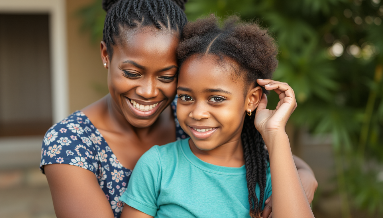 Main art studio: Som African young mom hos sad end slap her kid