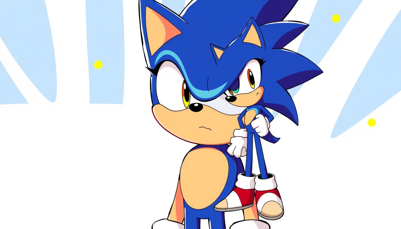 Main art studio: a sonic the hedgehog character oc in the style of vivziepop