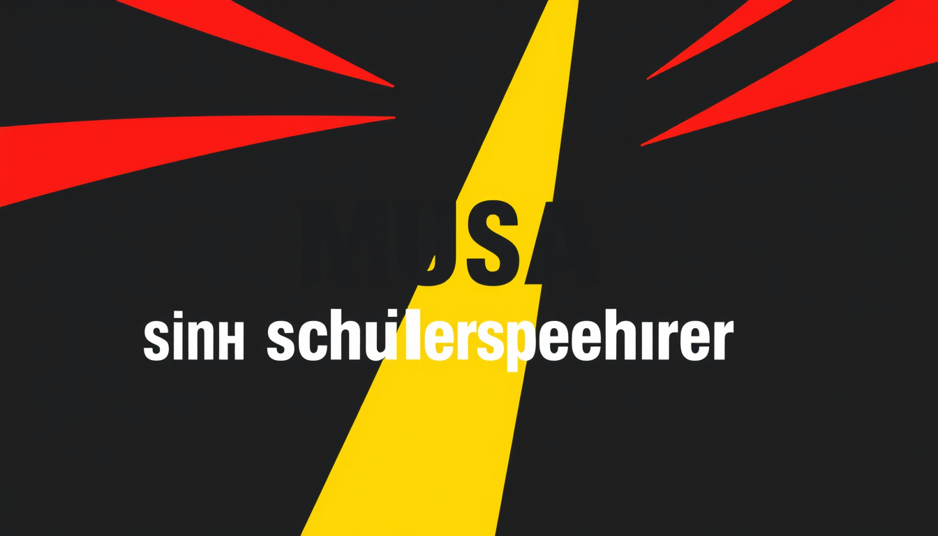 Posters idea: poster design, bold striking composition, strong focal point, space for headline, musa will schülersprecher werden , print-ready poster