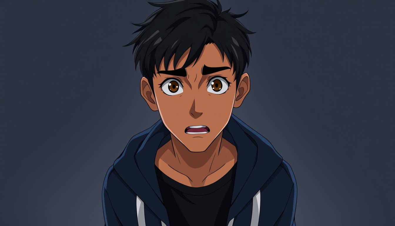 AI Art prompt example created from the prompt: 22-year-old Indian young man named Aarav, slim build, medium height, slightly messy short black hair, expressive dark brown eyes, clean-shav