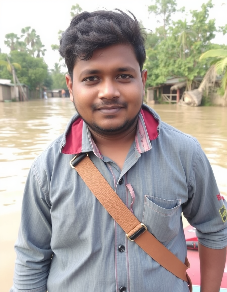 Main art studio: After a devastating flood submerged an entire village, Arjun and his rescue team worked day and night to help those in need. Traveling by boat through