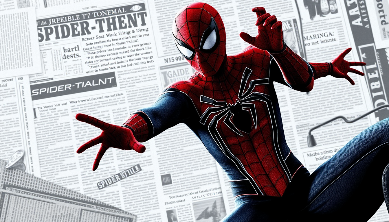 Main art studio: bro , can you please create a Pinterest-style wallpaper for my laptop's home screen of spider man ??? see , it should be like this : bro , can you ple
