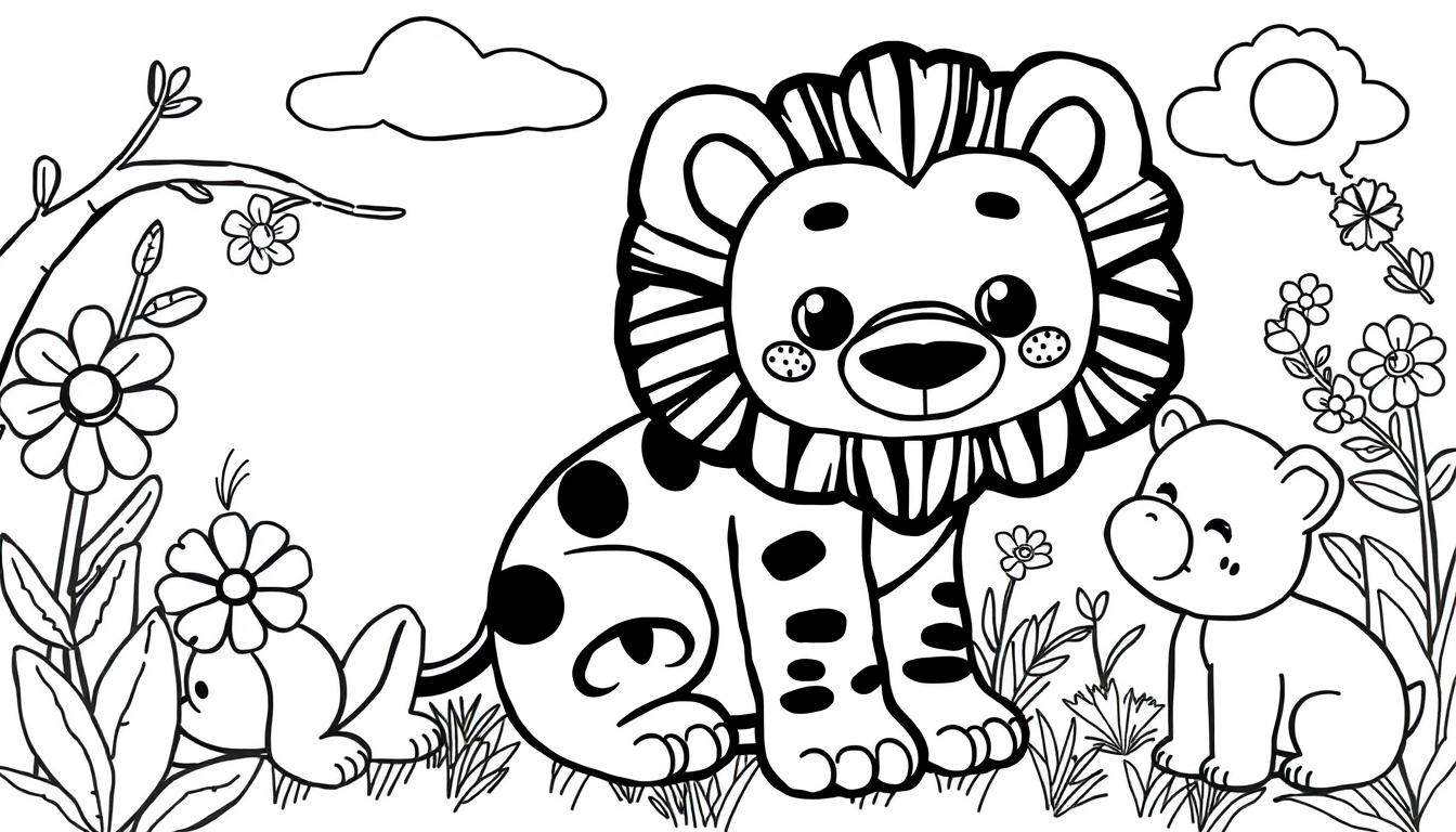Main art studio: give me a black and white pictures for toddlers colouring book which doesnt have copyright issues with thick bold outlines for age gap of 3-5 years yo