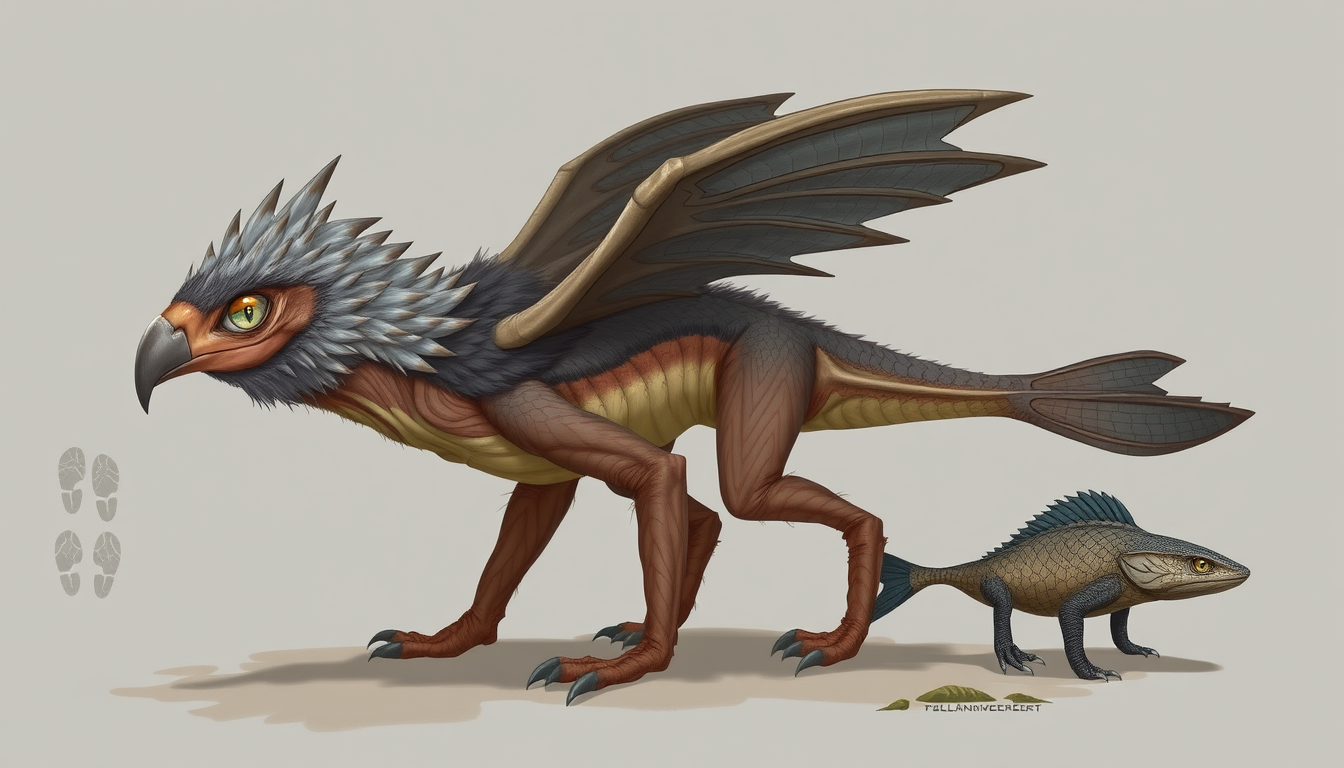 Creature idea created from the prompt: original fantasy creature concept, imaginative anatomy, detailed texture, Mammalian features: Large head with expressive eyes Soft gray fur