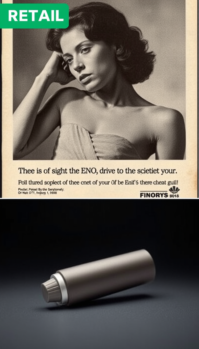 Main art studio: Real historical ENO advertisement / original archival material, then modern ENO product shot