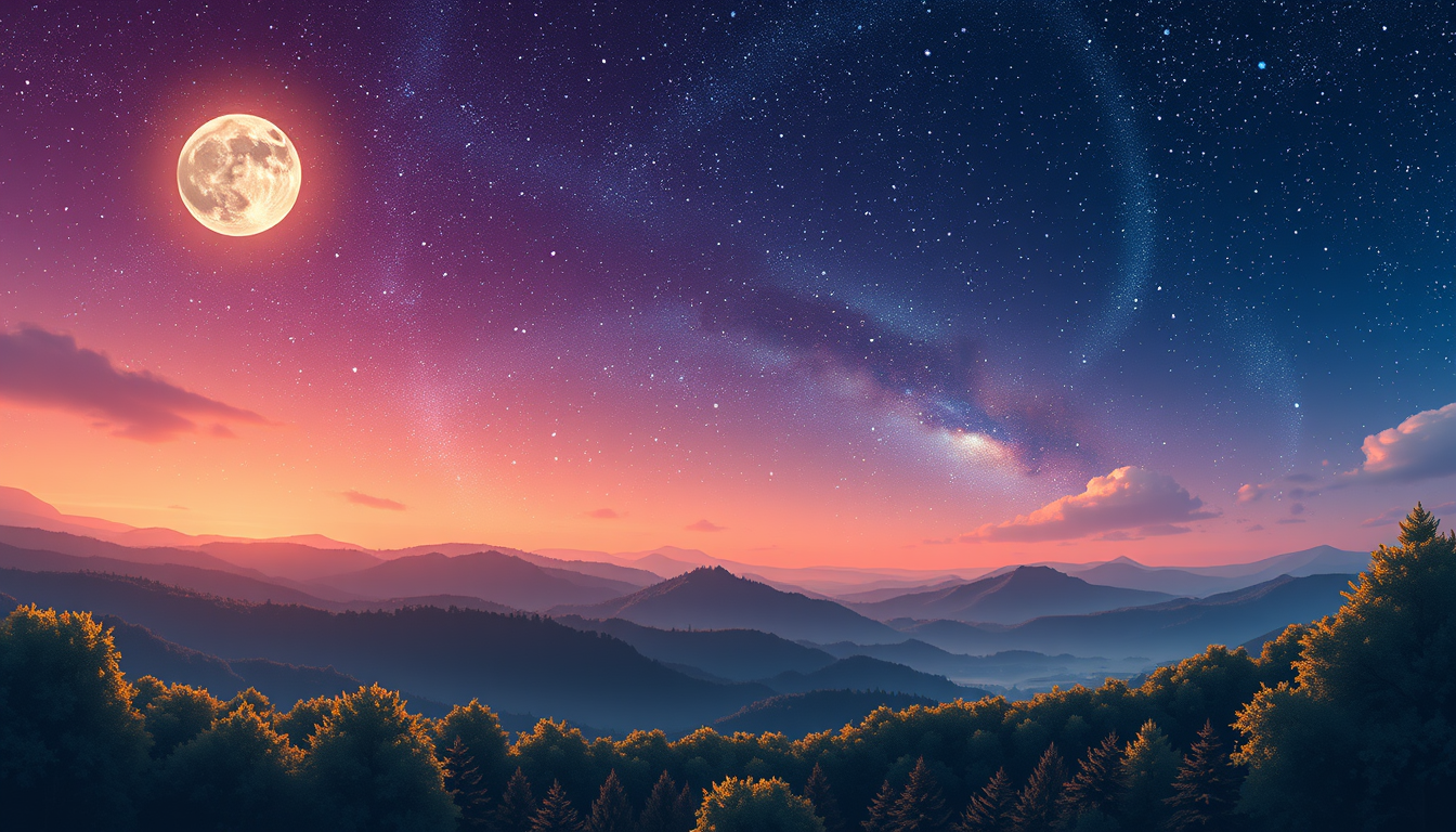 Main art studio: Je voudrais que tu me genere une image qui bouge/animée avec un ciel etoilé avec de beaux reflets, je voudrais que ca soit assez sombre mais bien colo