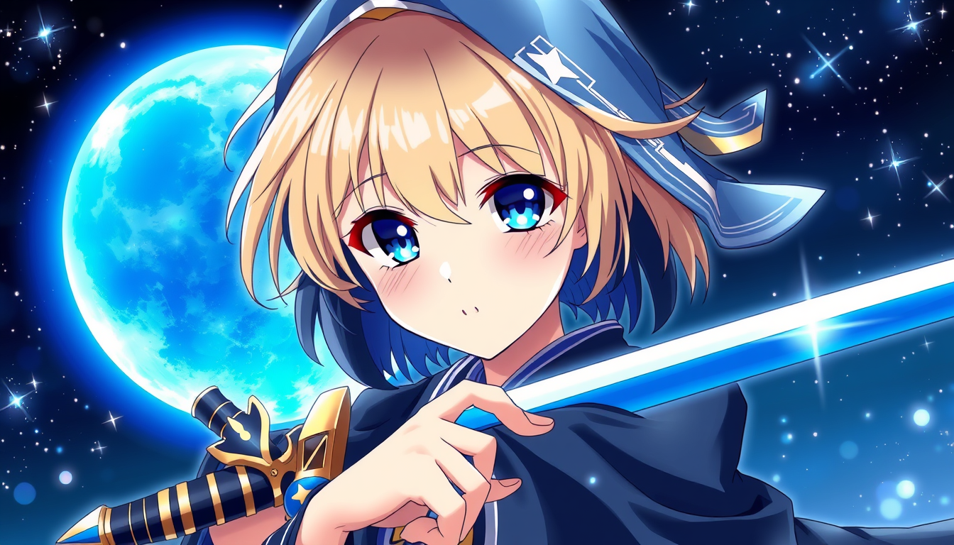 Anime idea: anime style, vibrant colors, expressive eyes, Anime girl, 15 years old, blonde medium-length hair with dark blue underneath, bright blue eyes, wearing