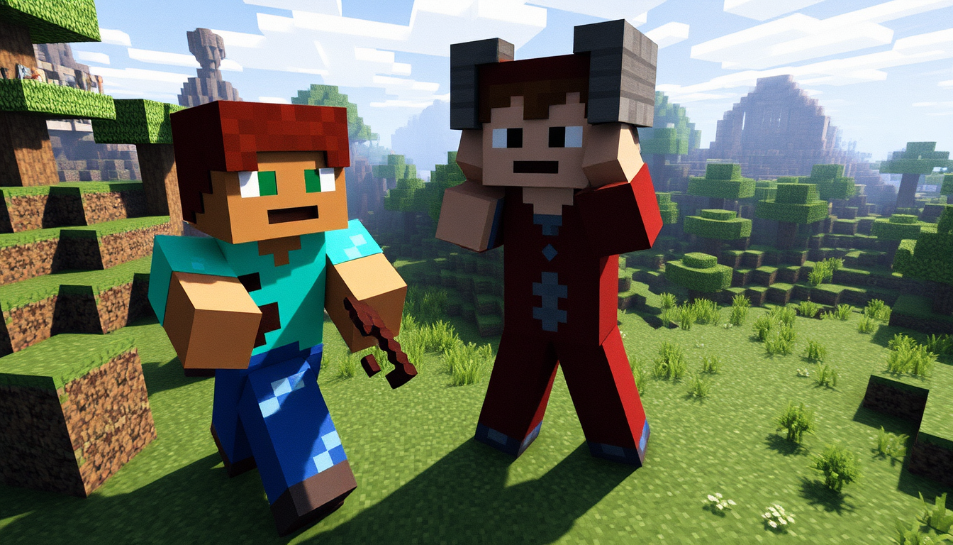 Main art studio: send a story of 18 pictures in one of minecraft of ishowspeed and kai s jounery of starting minecraft to finishing it the characters must them in mine