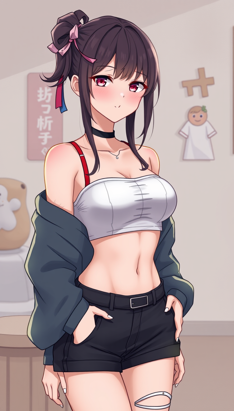Main art studio: Petite woman. flat chest. Anime style.