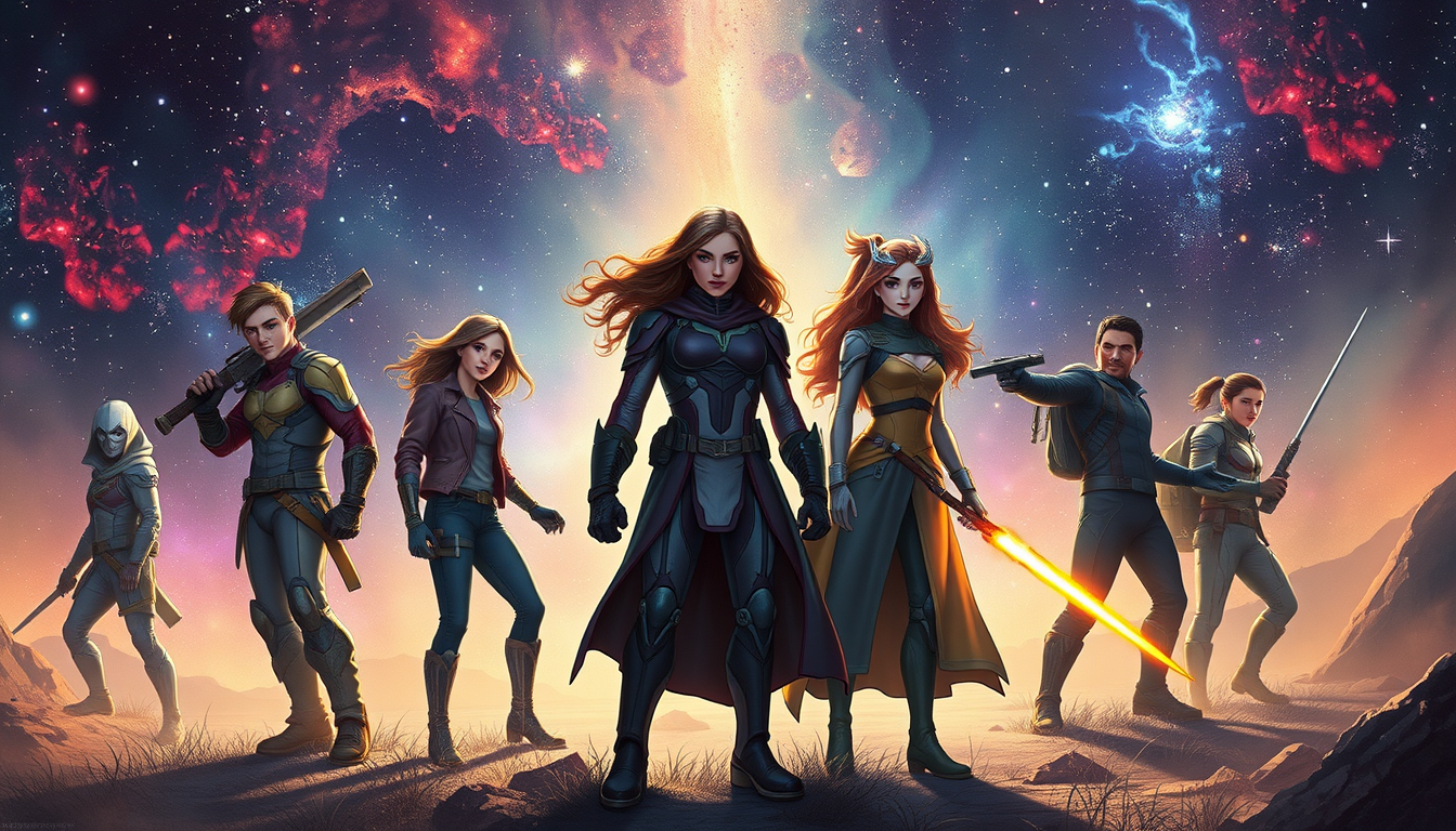 Main art studio: Hilfst du mir Poster für Seiren zu generieren. geht um eine Serie ie heißt Elyxion, geht um Guardians of the galaxy art serie.. 12 junge Männer und zw