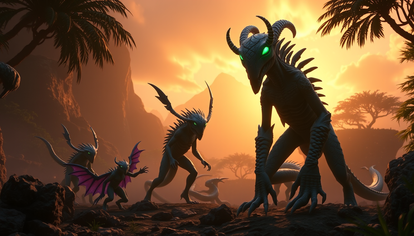 Main art studio: Generate the qu creatures from all tomorrows coming down to invade pandora (from avatar)