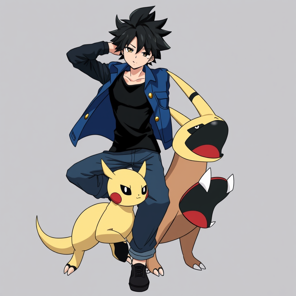 Main art studio: Create an original anime character (OC) using the provided reference image as the main reference for the pose, body proportions, outfit style, and ove