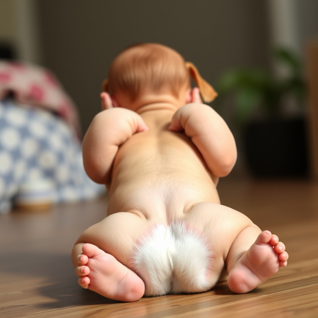 Main art studio: Bare-bottom baby in doggy style position