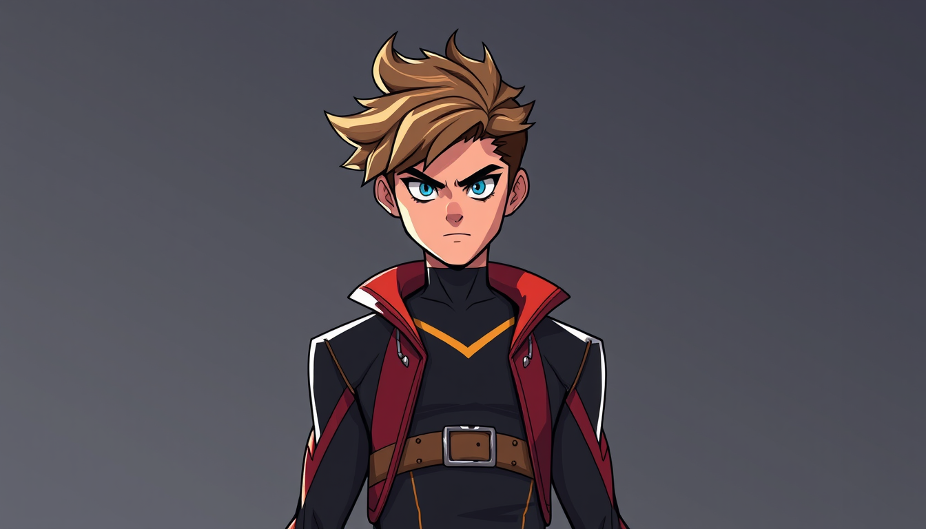 Characters idea: an original character defined by silhouette, role, outfit, palette, and expression, deliberate composition, Quero que ele se pareça com Henry Danger ,