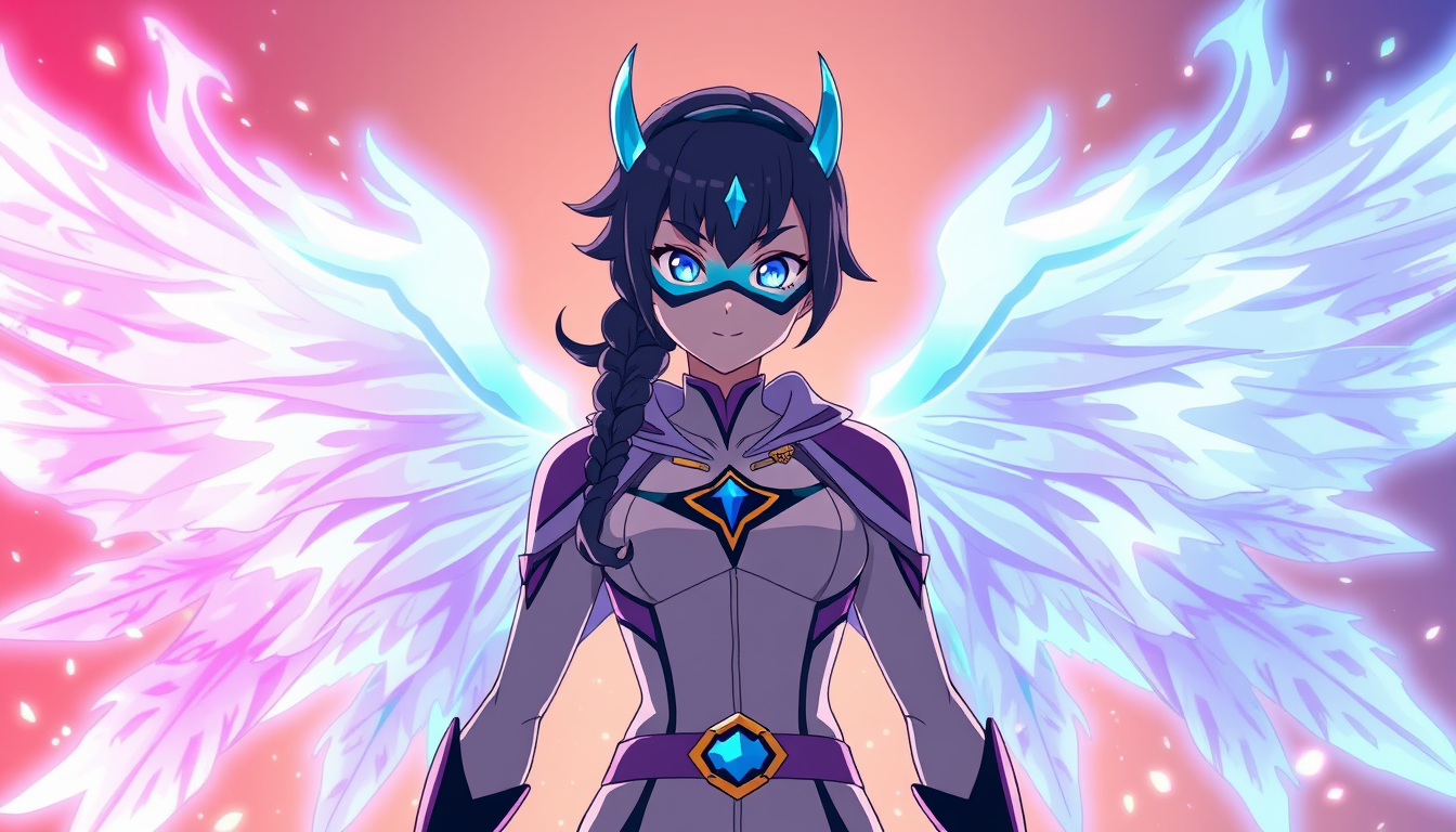 AI Anime Character idea created from the prompt: an anime character with a legible silhouette, controlled costume language, and expressive face, deliberate composition, Girl superhero Froze