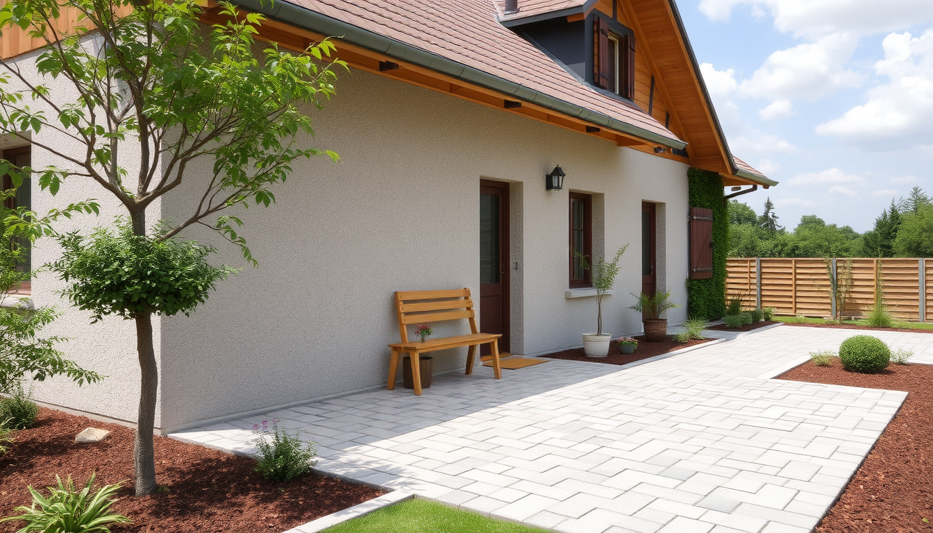 Main art studio: fais un plan avec des pave (tous type) des bordure (tous type) cela doit etre une allee mais tu doit ajouter une touche artistique plan de chantier av