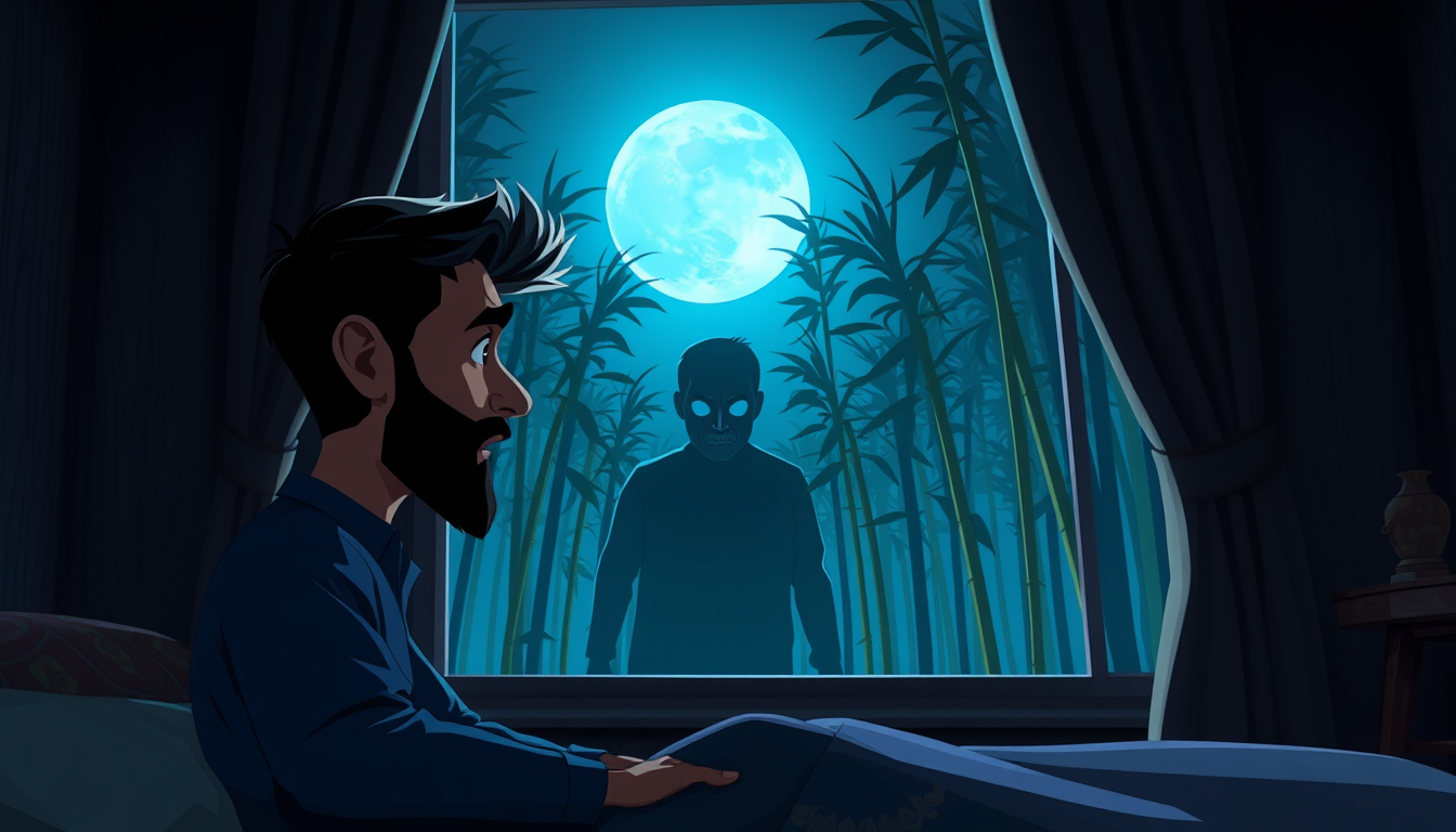 Main art studio: Use the same Rashed reference image: a 28-year-old Bengali man with a beard, identical face, hairstyle, skin tone, and navy-blue outfit. Semi-realisti