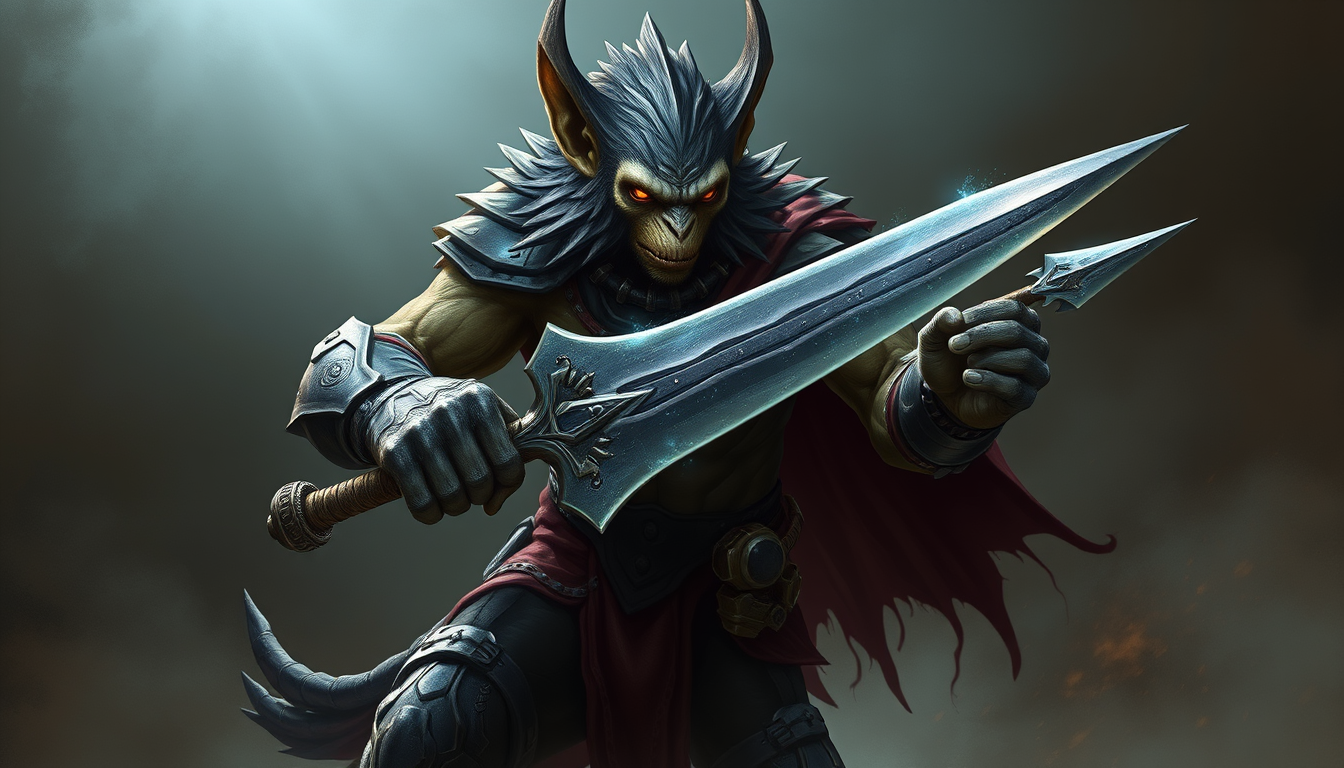 Main art studio: crie um personagem de jogo que um macaco com espada cosmicas