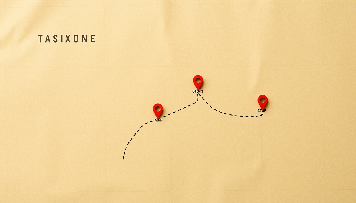 Main art studio: make a map with dotted path and 3 stops